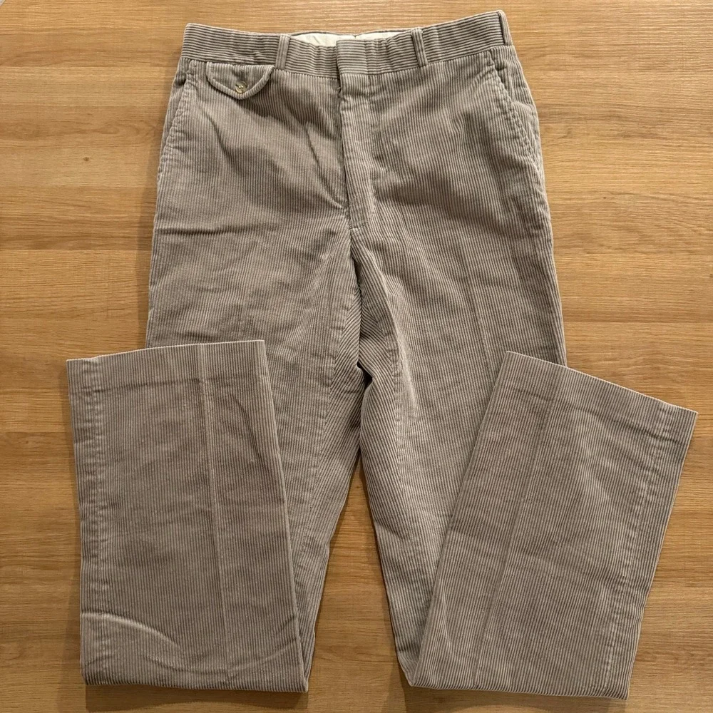Vintage‎ Lands' End Tan Corduroy High Waisted Straight Pants Made in USA 30x31